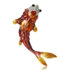 Fashionable and trendy red koi brooch, enamel goldfish and carp pin, elegant Chinese red auspicious fish accessories Specification image